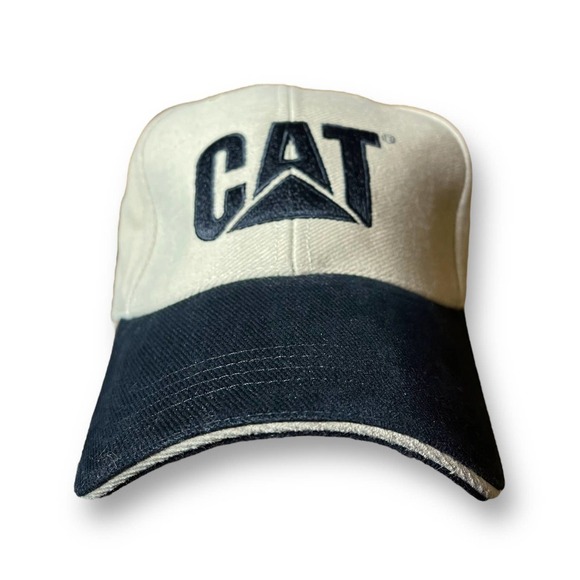 CAT Ball Cap Embroidered Caterpillar Trucks Hat Adjustable 100% Cotton Taiwan - Picture 1 of 6